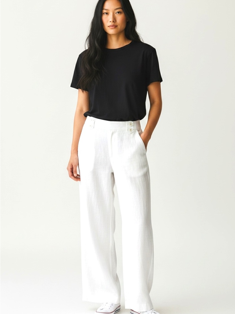 Talbots 100% Irish Linen White Relaxed Straight Fit Pants